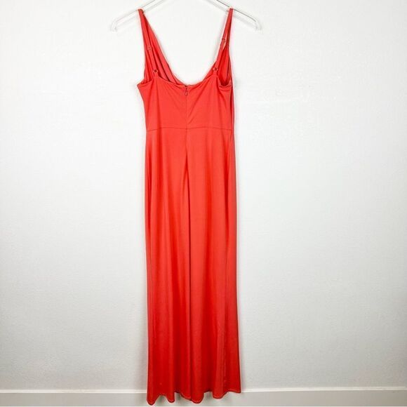Laundry Shelli Segal Orange Maxi Dress Cowel Slit Gown Size 2 - Picture 6 of 6